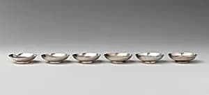 Set of six miniature saucers by David Clayton