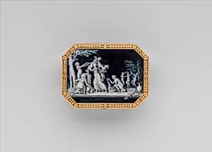 Snuffbox with miniatures representing the Diversions of Love and dancing figure by Jacques Joseph de Gault 