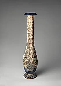 Tall vase with four roundels by R. W. Martin and Brothers