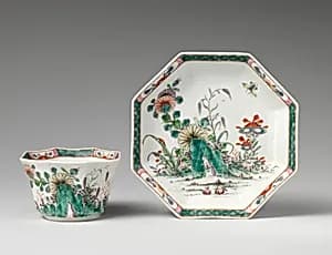 Teabowl and saucer by Worcester factory