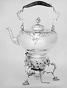 Teakettle with stand and spirit lamp