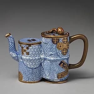 Teapot with double bamboo body by Worcester factory