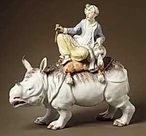 Turk on a rhinoceros by Ludwigsburg Porcelain Manufactory
