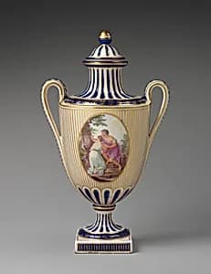 Vase with cover by Derby Porcelain Manufactory|Zachariah Boreman|Robert Askew|Angelica Kauffmann