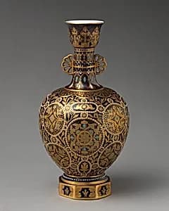 Vase with hexagonal foot (one of a pair) by Crown Derby