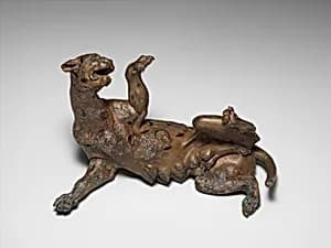 Bronze statuette of a pantheress by Unknown Artist