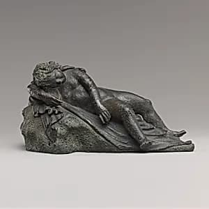 Bronze statuette of Eros sleeping by Unknown Artist