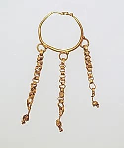 Earring with chain pendants by Unknown Artist