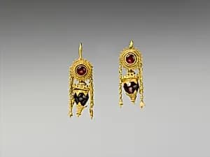 Earring with disc, chains by Unknown Artist