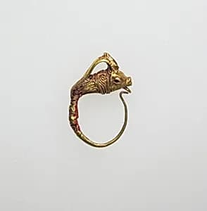 Earring with head of goat by Unknown Artist