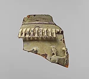 Glass cage cup fragment by Unknown Artist