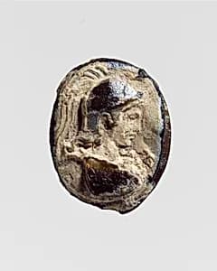 Glass cameo: bust of Athena by Unknown Artist