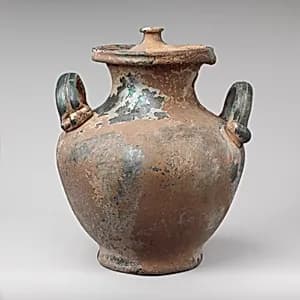 Glass cinerary urn with lid by Unknown Artist