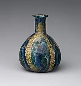 Glass gold-band mosaic bottle by Unknown Artist
