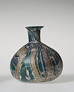 Glass gold-band mosaic bottle by Unknown Artist