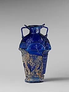 Glass hexagonal amphoriskos by Unknown Artist