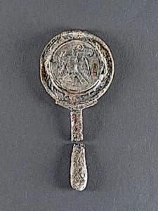 Glass mirror with lead frame by Unknown Artist