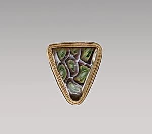 Glass mosaic carinated bowl fragment by Unknown Artist