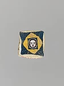 Glass mosaic face bead by Unknown Artist