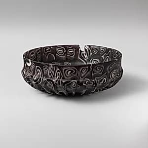 Glass mosaic ribbed bowl by Unknown Artist