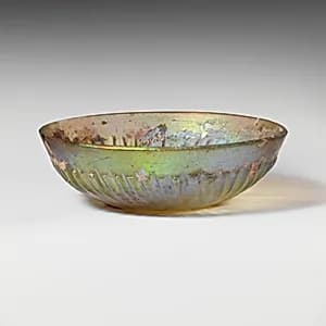 Glass ribbed bowl by Unknown Artist