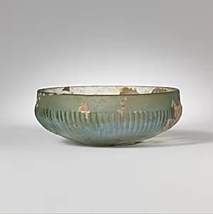Glass ribbed bowl by Unknown Artist