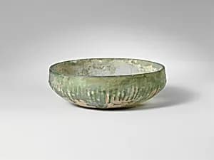 Glass ribbed bowl by Unknown Artist