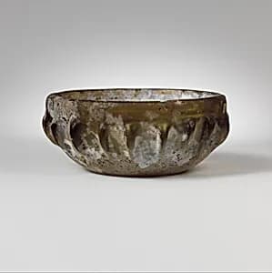 Glass ribbed bowl by Unknown Artist