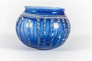 Glass ribbed bowl by Unknown Artist
