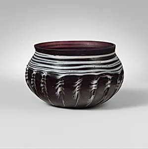 Glass ribbed bowl by Unknown Artist