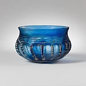 Glass ribbed bowl by Unknown Artist