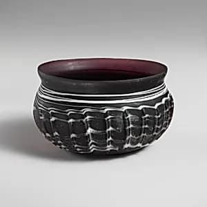 Glass ribbed bowl by Unknown Artist