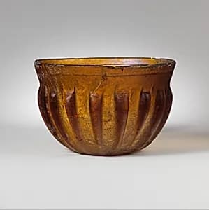Glass ribbed bowl by Unknown Artist