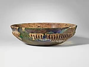 Glass ribbed bowl by Unknown Artist