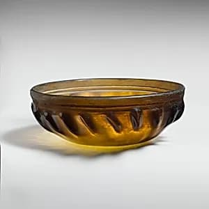 Glass ribbed bowl by Unknown Artist