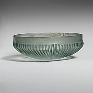 Glass ribbed bowl by Unknown Artist