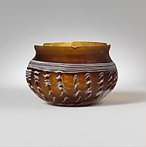 Glass ribbed bowl by Unknown Artist