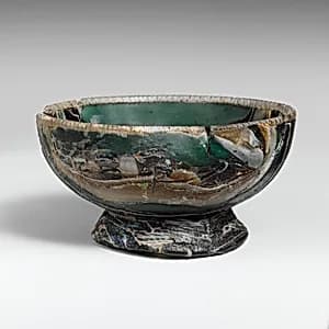 Glass striped mosaic bowl by Unknown Artist