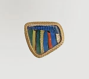 Glass striped mosaic bowl fragment by Unknown Artist