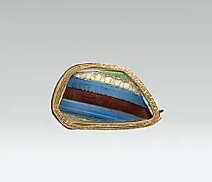 Glass striped mosaic bowl fragment by Unknown Artist