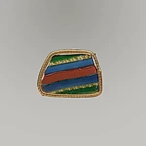 Glass striped mosaic bowl fragment by Unknown Artist