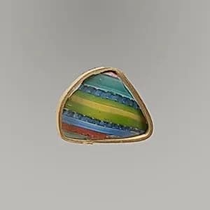 Glass striped mosaic bowl fragment by Unknown Artist