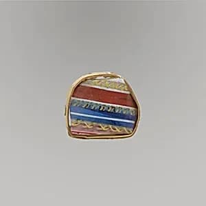 Glass striped mosaic bowl fragment by Unknown Artist
