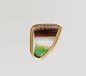 Glass striped mosaic bowl fragment by Unknown Artist