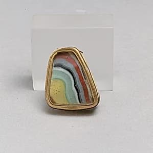 Glass striped mosaic bowl fragment by Unknown Artist