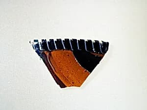 Glass striped mosaic bowl fragment by Unknown Artist