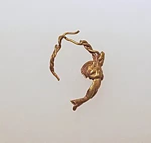 Gold earring with winged Eros by Unknown Artist