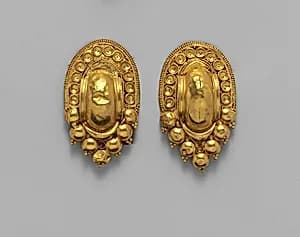 Gold earrings by Unknown Artist