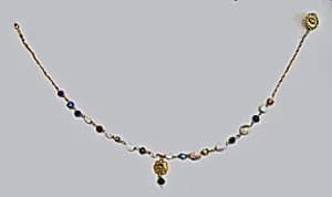 Gold, pearl, and glass necklace by Unknown Artist