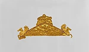 Gold pediment-shaped brooch by Unknown Artist